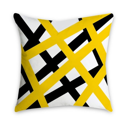 DIDIHOU Yellow Striped Pillowcase Geometric Throw