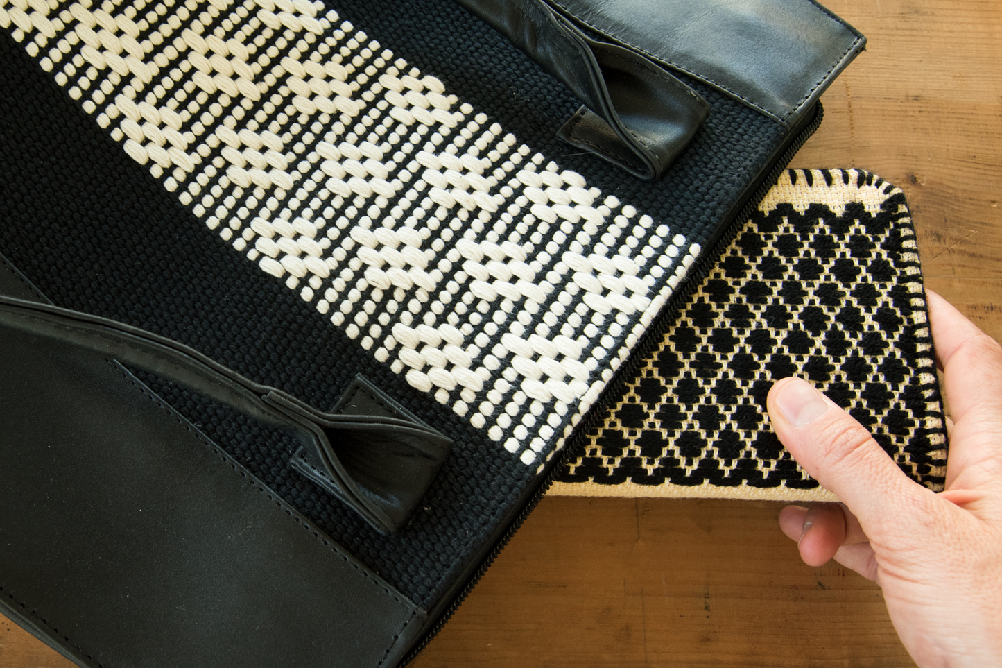 Handcrafted, Geometric Pattern Wallet With Arrows.