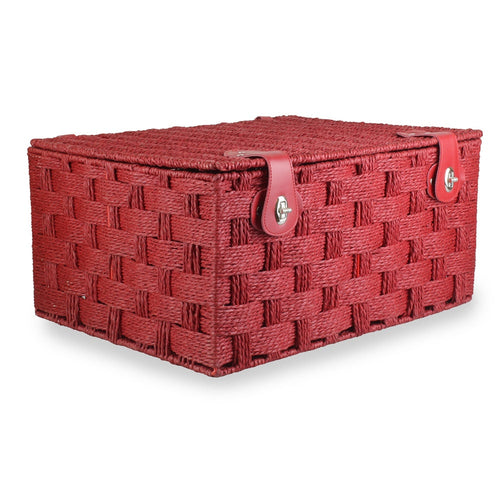 Twisted Red Paper Rope Storage Basket