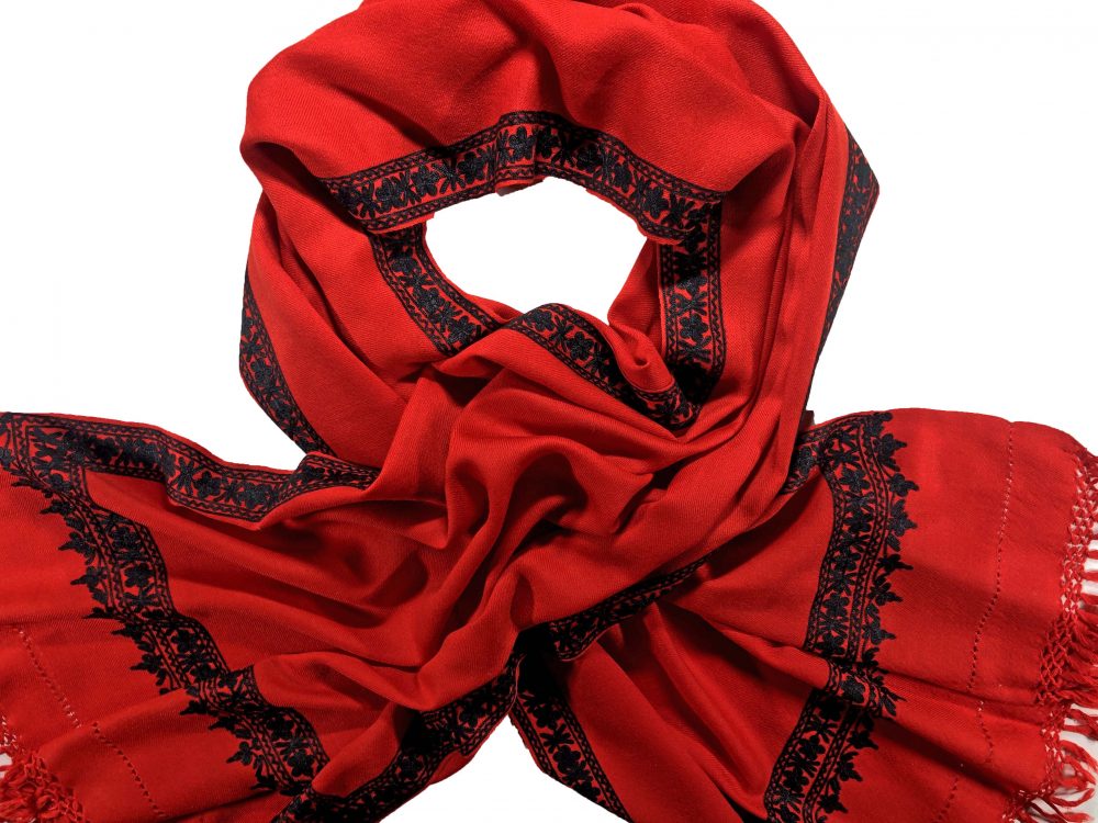 Ruby Red Embroidered Wrap
