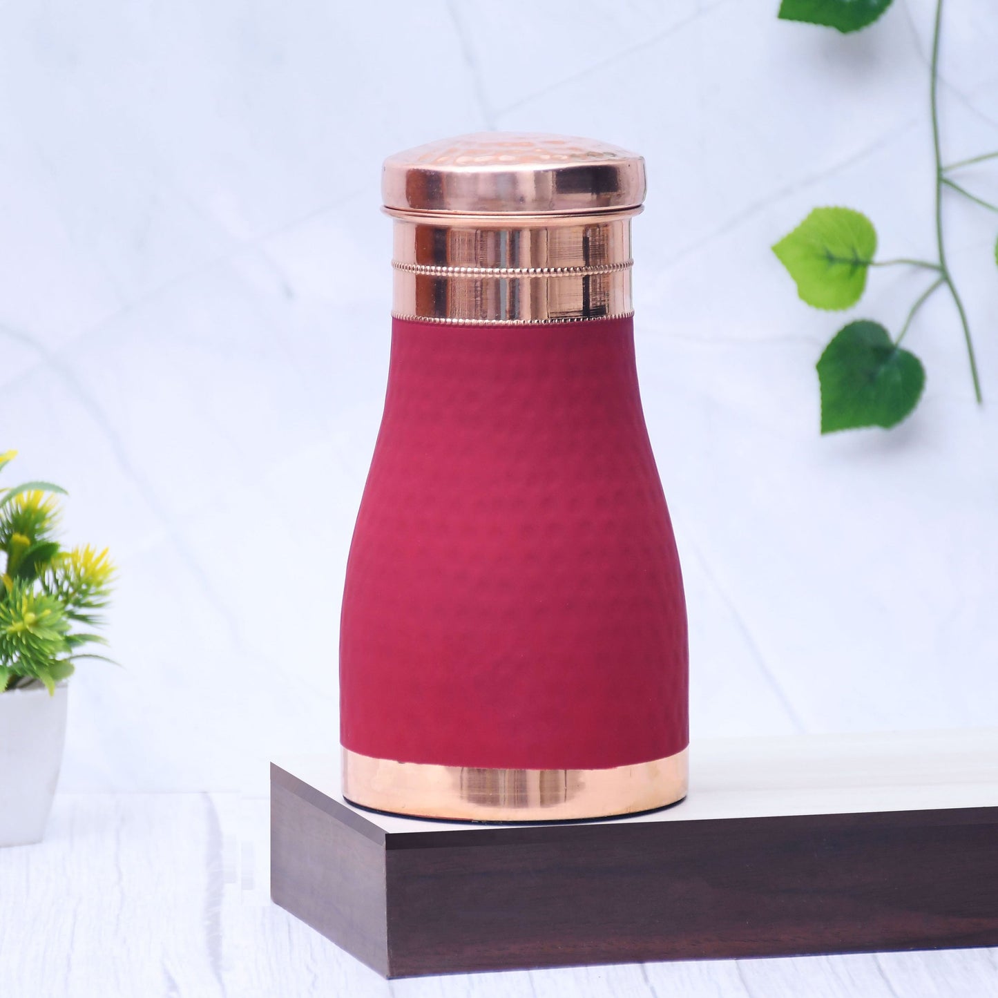 Pure Copper Silk Red Cherry Bedside Jar with Inbuilt Glass Capacity