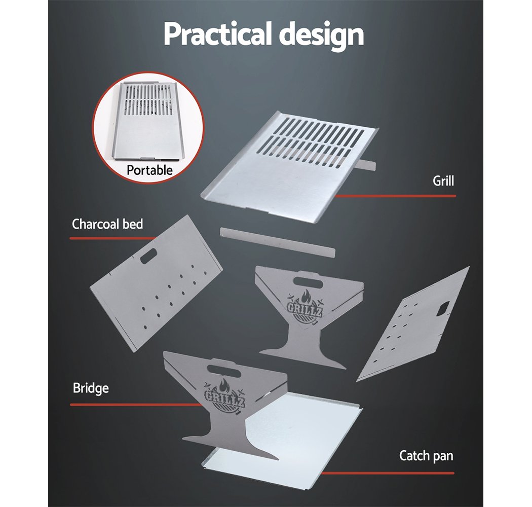 Grillz Fire Pit BBQ Outdoor Camping Portable Patio Heater Folding