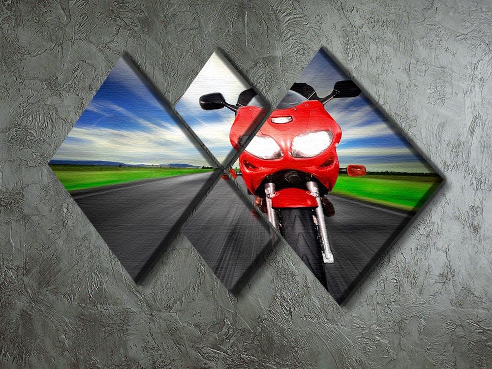 Fast Red Motorbike 4 Square Multi Panel Canvas