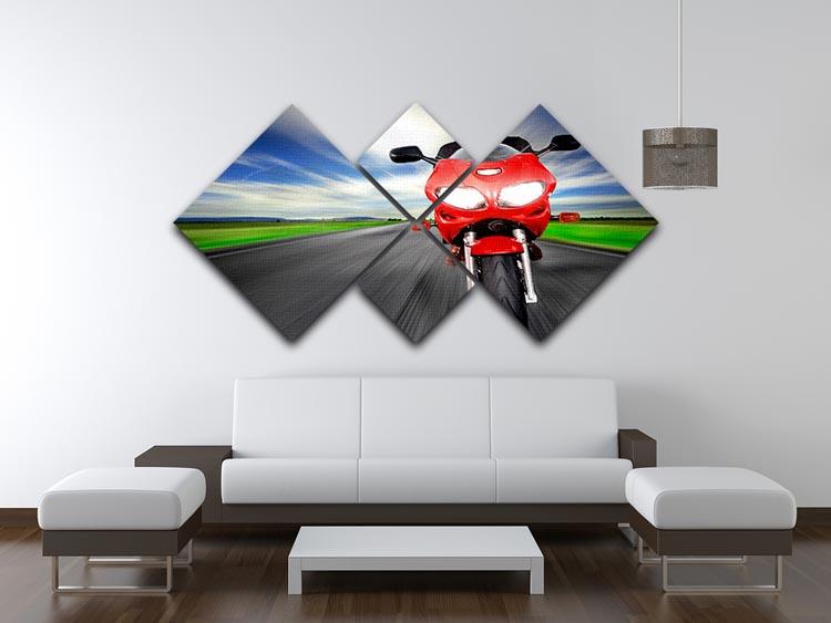 Fast Red Motorbike 4 Square Multi Panel Canvas