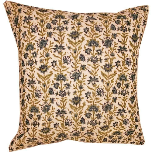 Floral Garden Cushion Cover Design Home Accent Chanderi Print Fabric