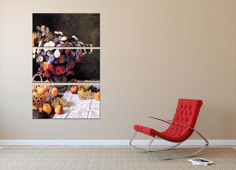 Flowers and Fruits by Monet 3 Split Panel Canvas Print