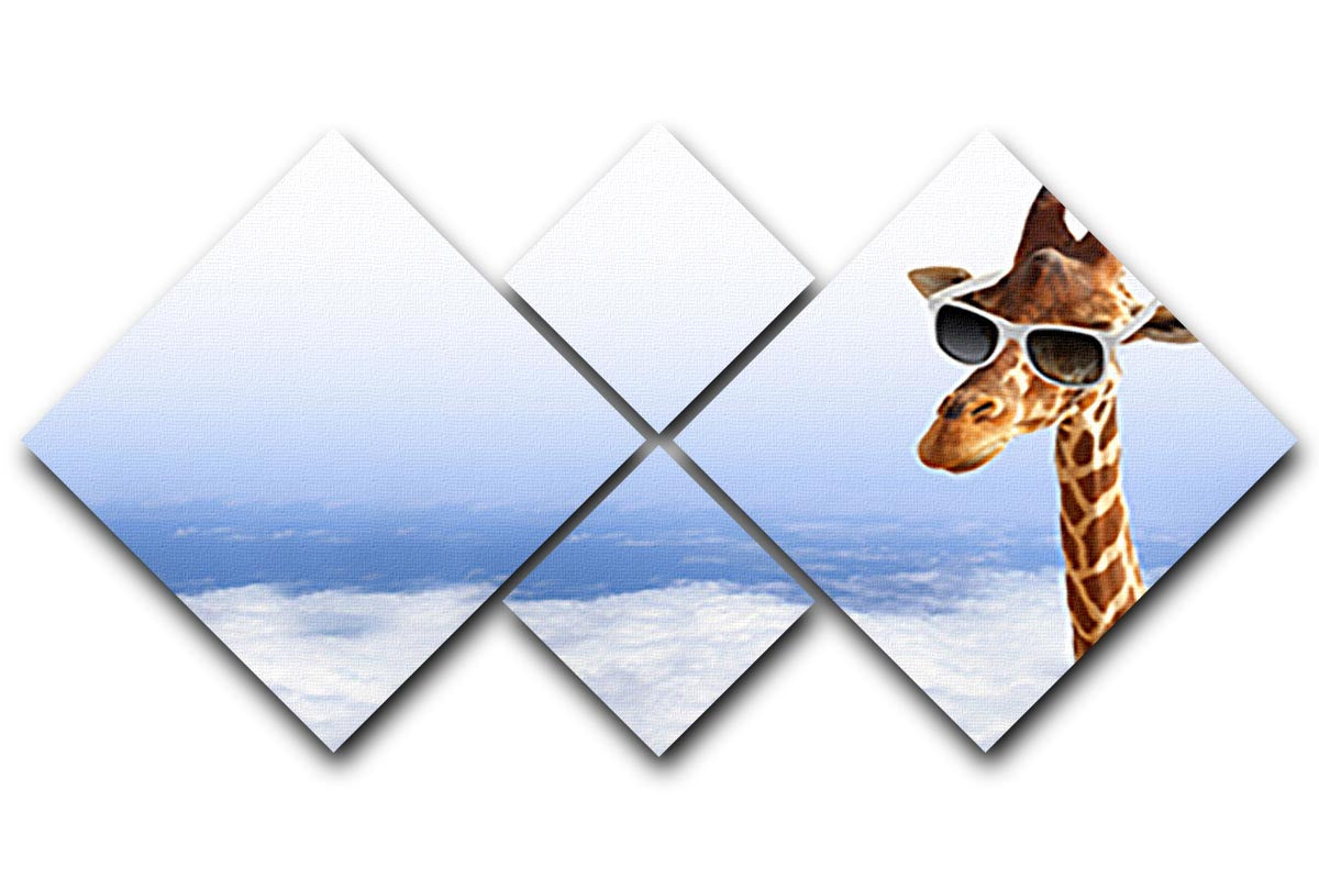 Funny giraffe with sunglasses coming out of the clouds 4 Square Multi