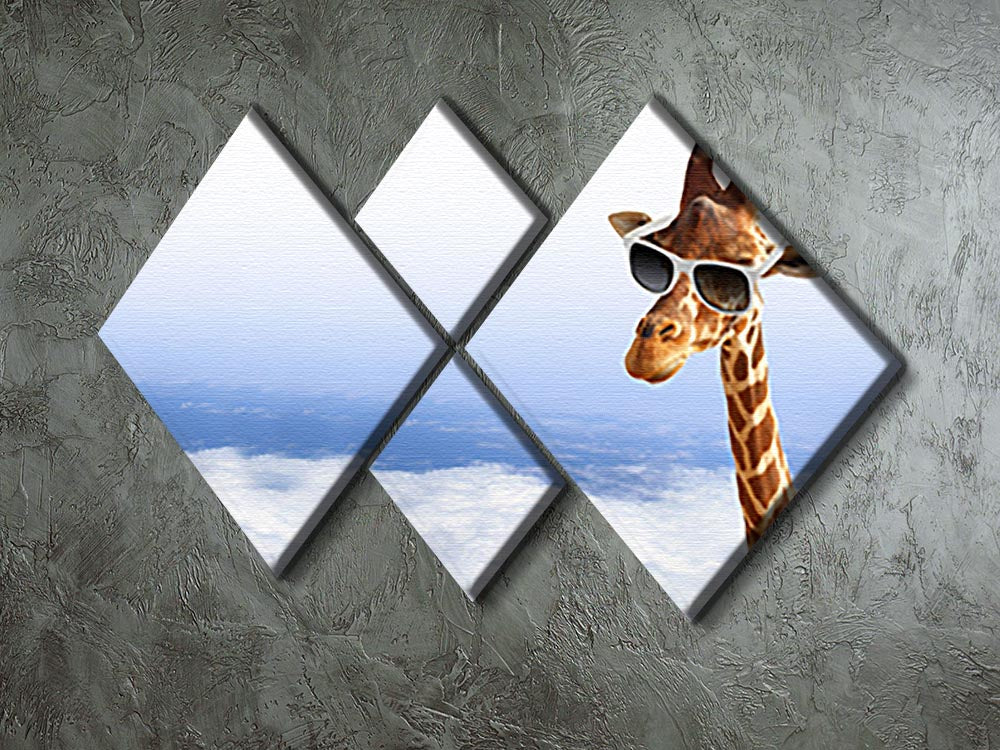 Funny giraffe with sunglasses coming out of the clouds 4 Square Multi