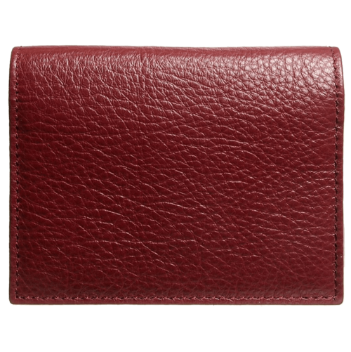 Grained Calf Leather Card Wallet Rosewood