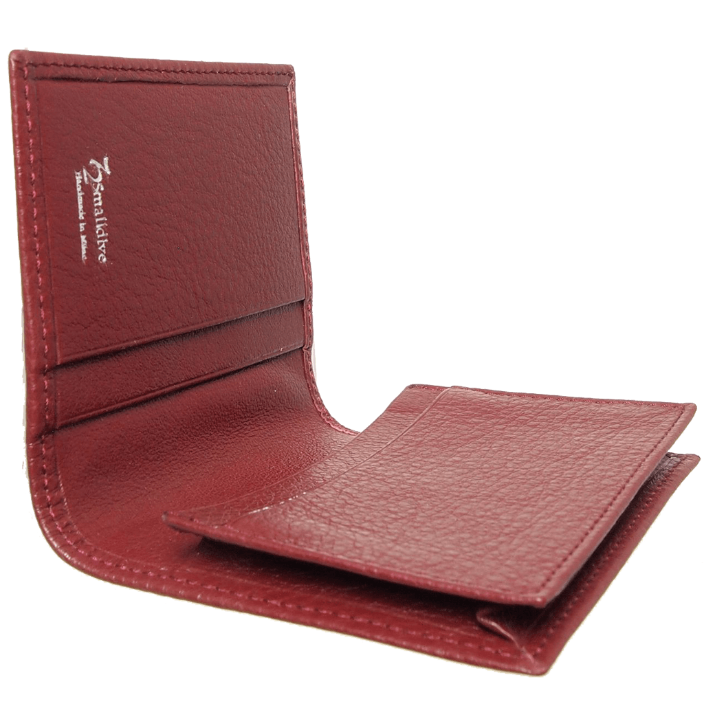 Grained Calf Leather Card Wallet Rosewood