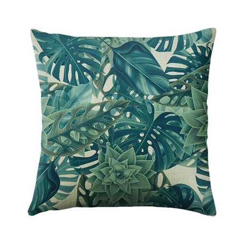Green Plant Cushion Cover Waterproof Green Printed