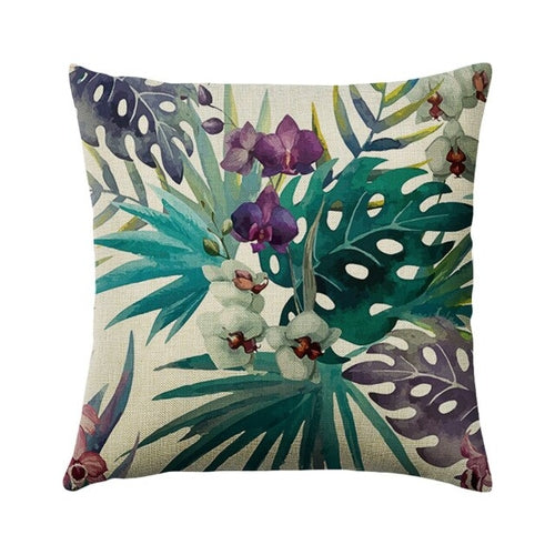 Green Plant Cushion Cover Waterproof Green Printed