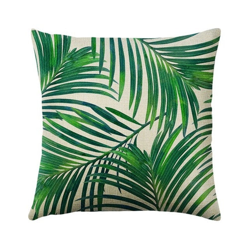 Green Plant Cushion Cover Waterproof Green Printed