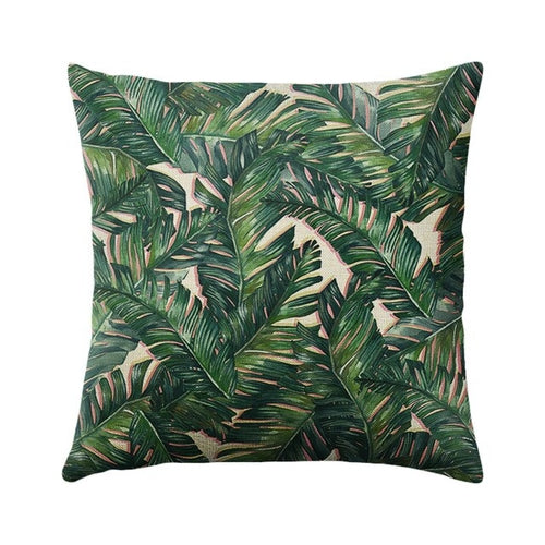 Green Plant Cushion Cover Waterproof Green Printed