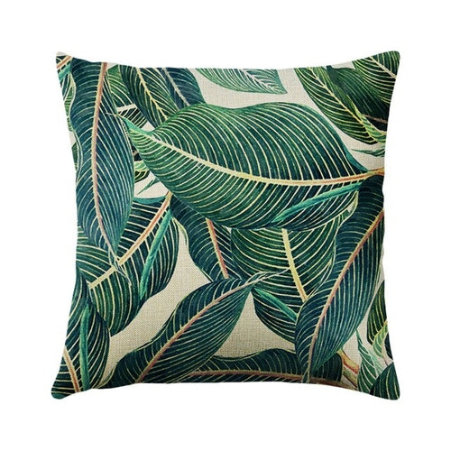 Green Plant Cushion Cover Waterproof Green Printed
