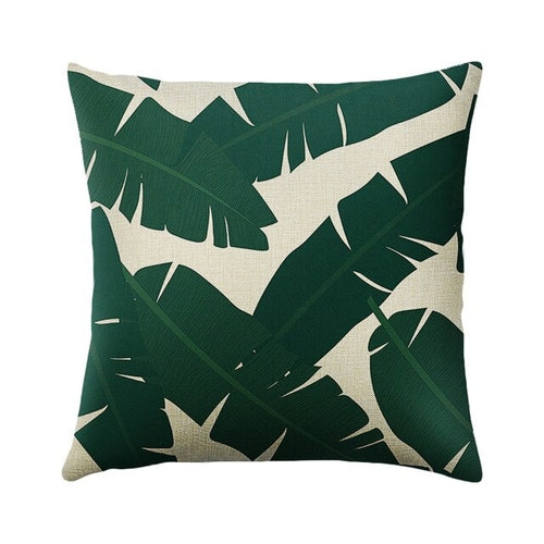 Green Plant Cushion Cover Waterproof Green Printed