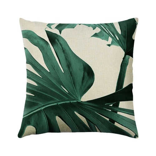 Green Plant Cushion Cover Waterproof Green Printed