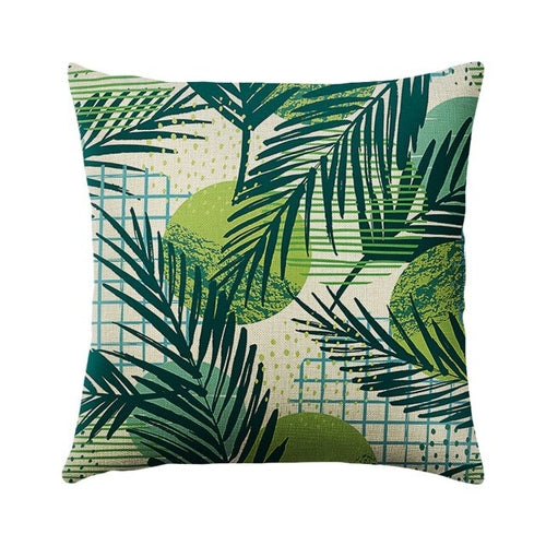 Green Plant Cushion Cover Waterproof Green Printed