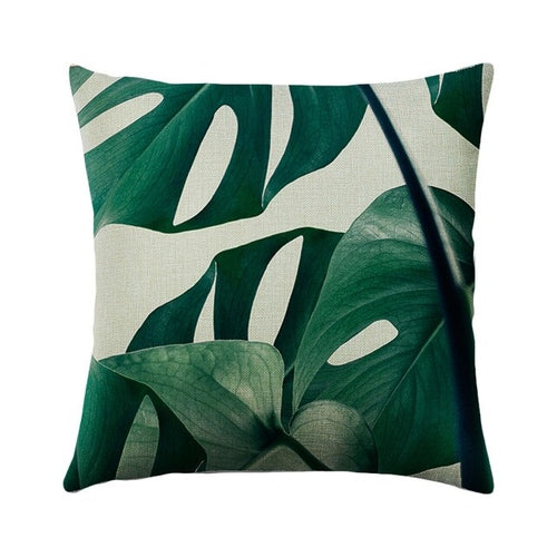 Green Plant Cushion Cover Waterproof Green Printed