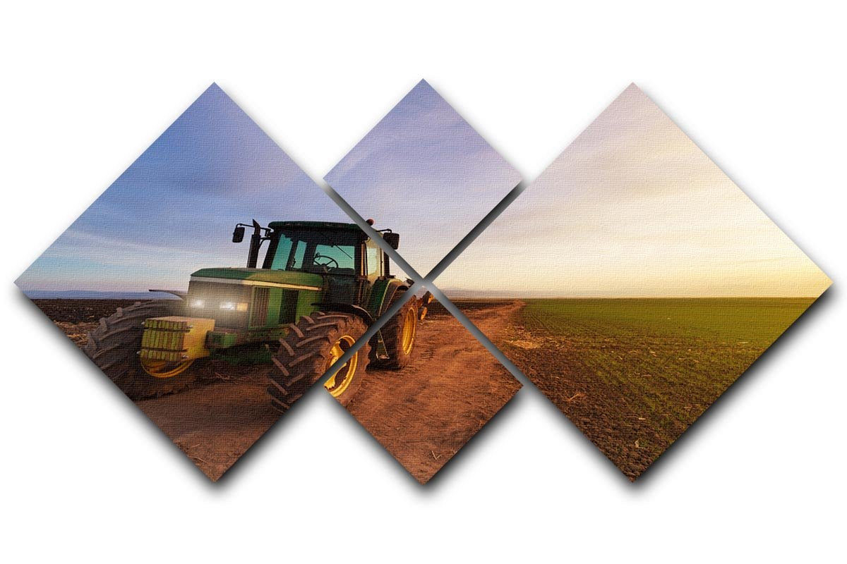 Green tractor 4 Square Multi Panel Canvas