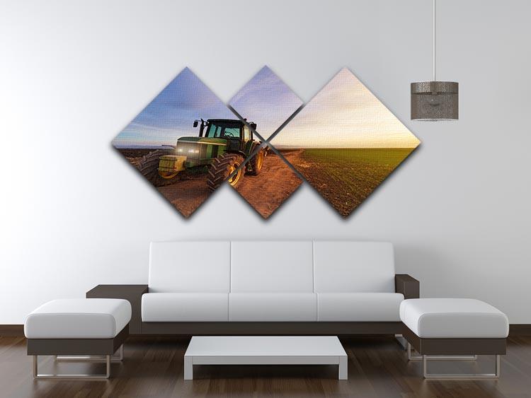 Green tractor 4 Square Multi Panel Canvas