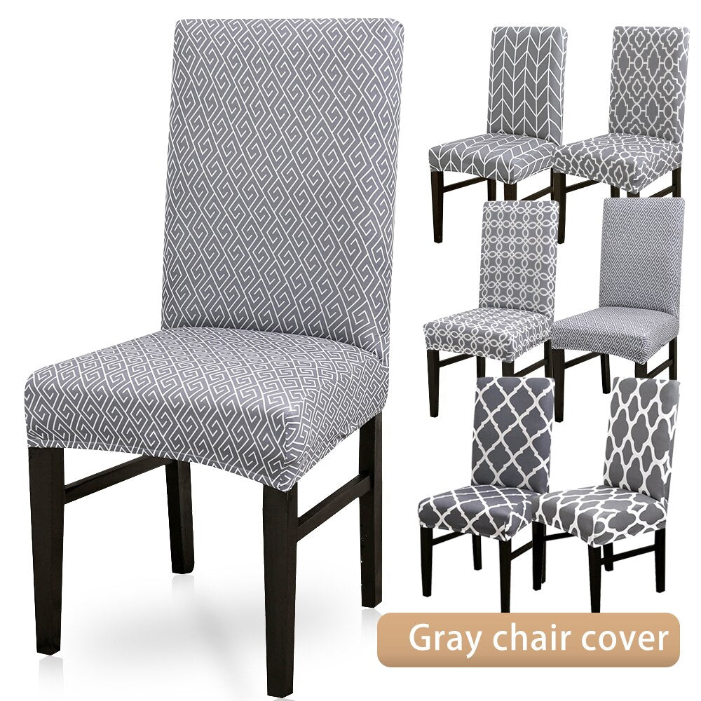 Grey Printed Chair Cover Universal Size Seat Chair