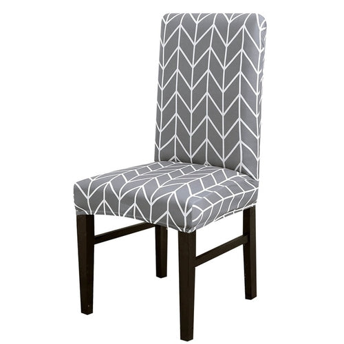 Grey Printed Chair Cover Universal Size Seat Chair