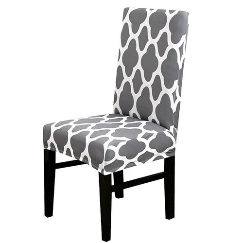 Grey Printed Chair Cover Universal Size Seat Chair