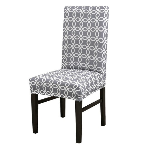 Grey Printed Chair Cover Universal Size Seat Chair