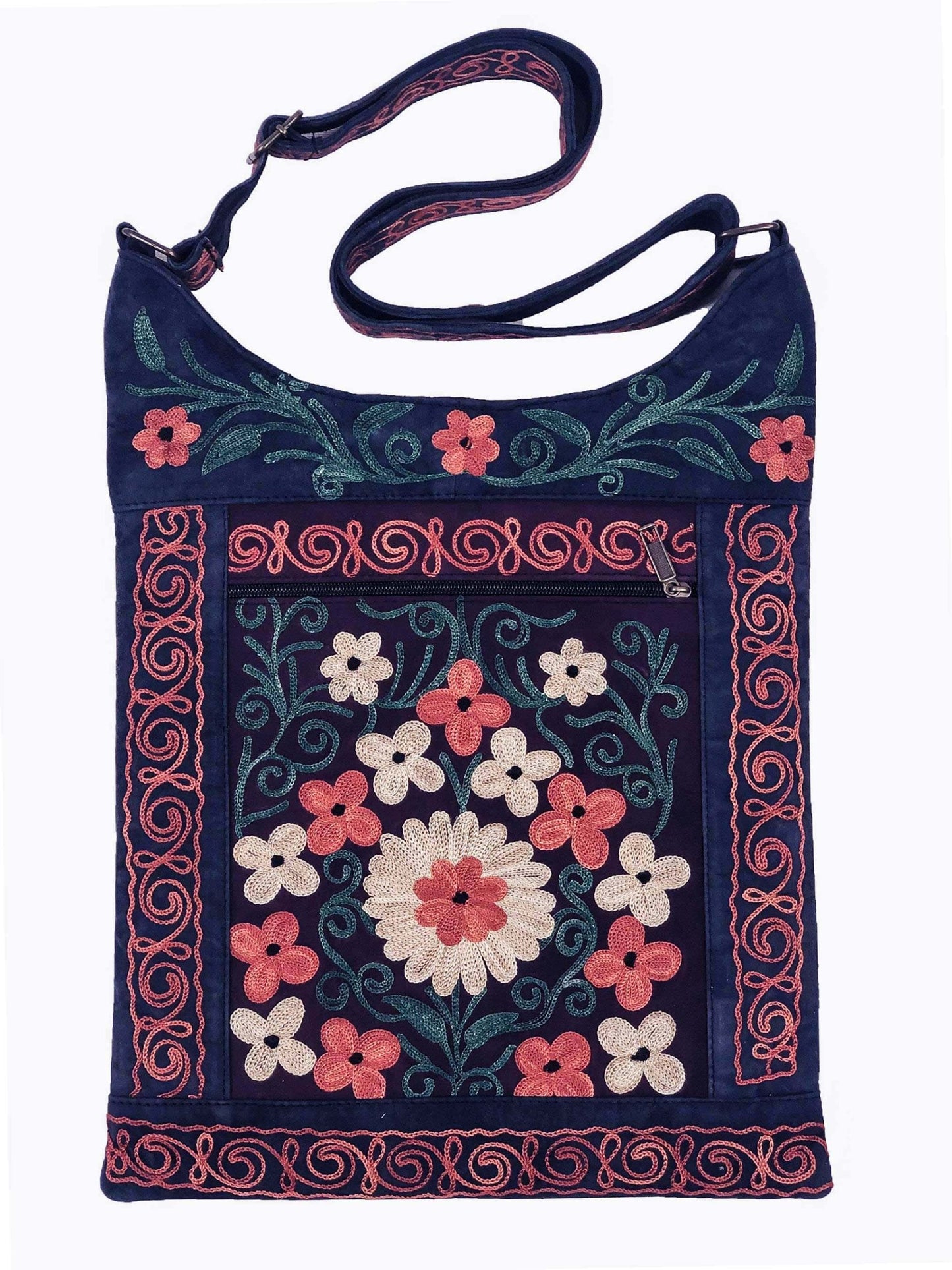 Handmade Green and Lemon Suede Embroidered Llama Bag