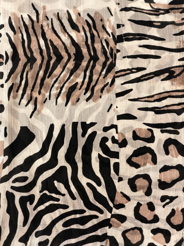 Beige Leopard Print Silk Scarf