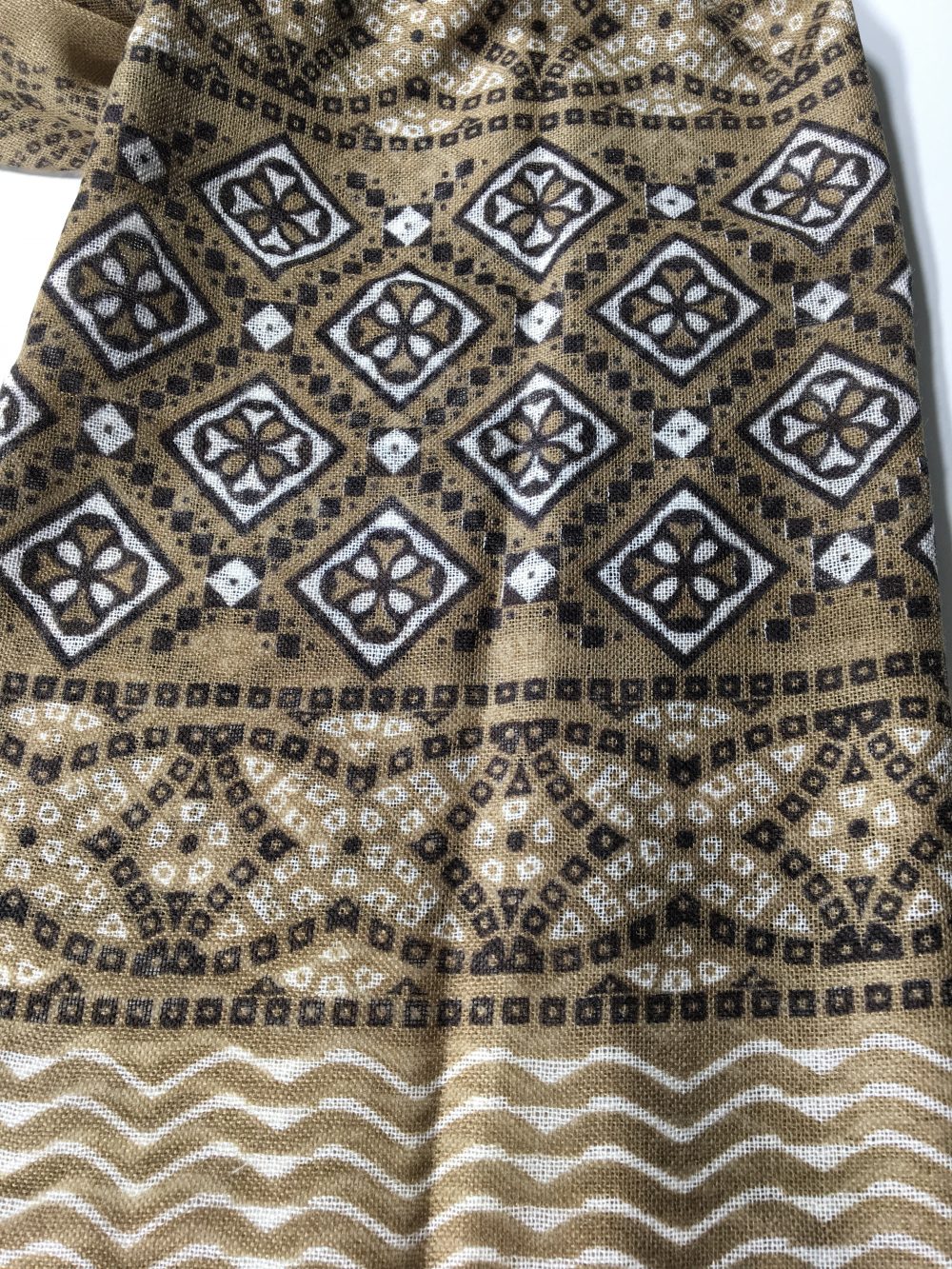 Taupe Hand Painted Wool & Silk Blend Scarf