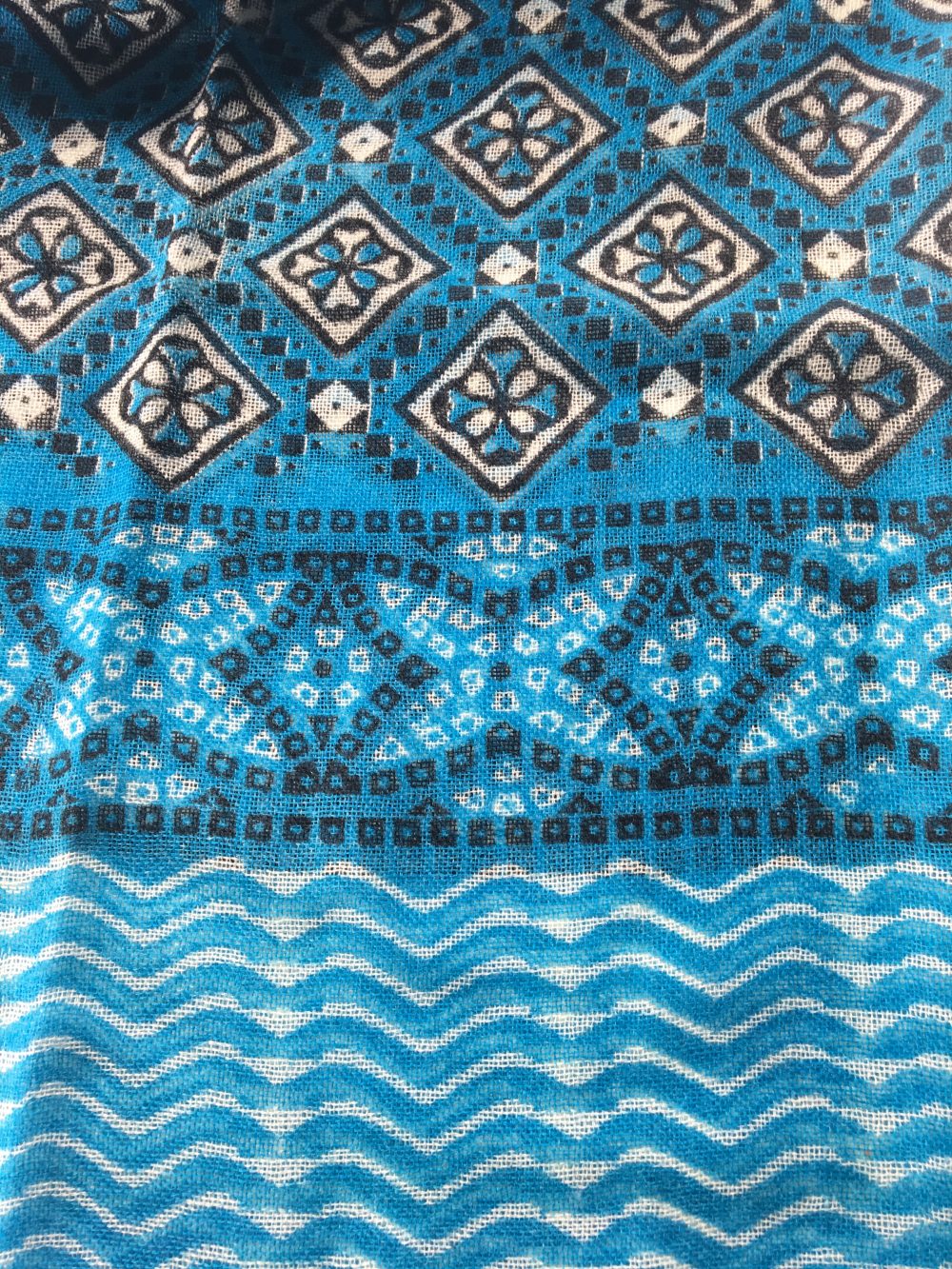 Turquoise Hand Painted Wool And Silk Blend Scarf