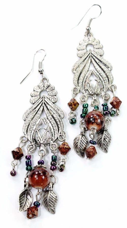 Bohemian Queen Marbled Bead Earrings