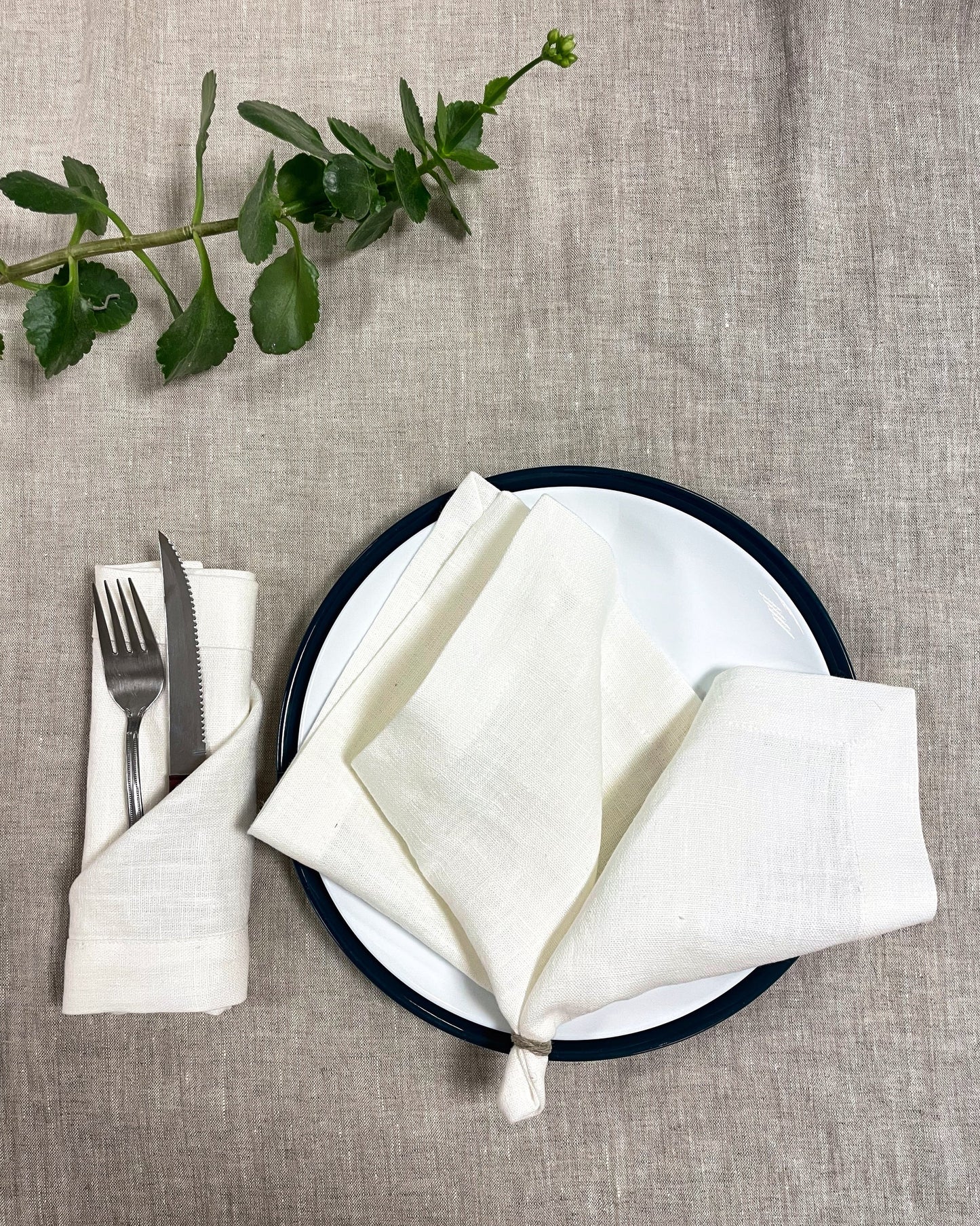 White linen napkins set, 250 gsm