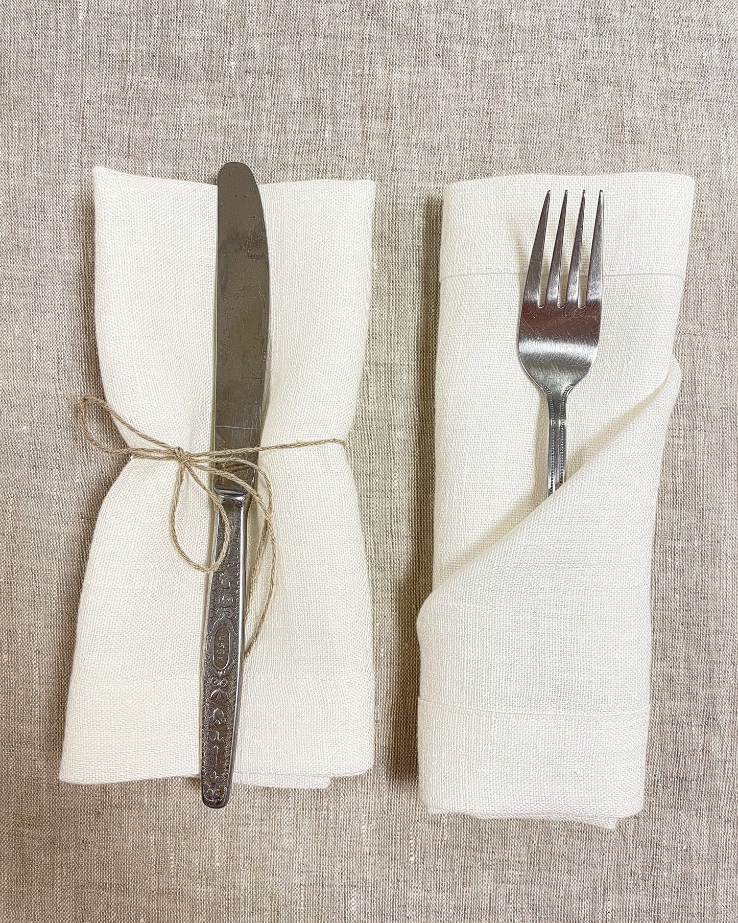 White linen napkins set, 250 gsm