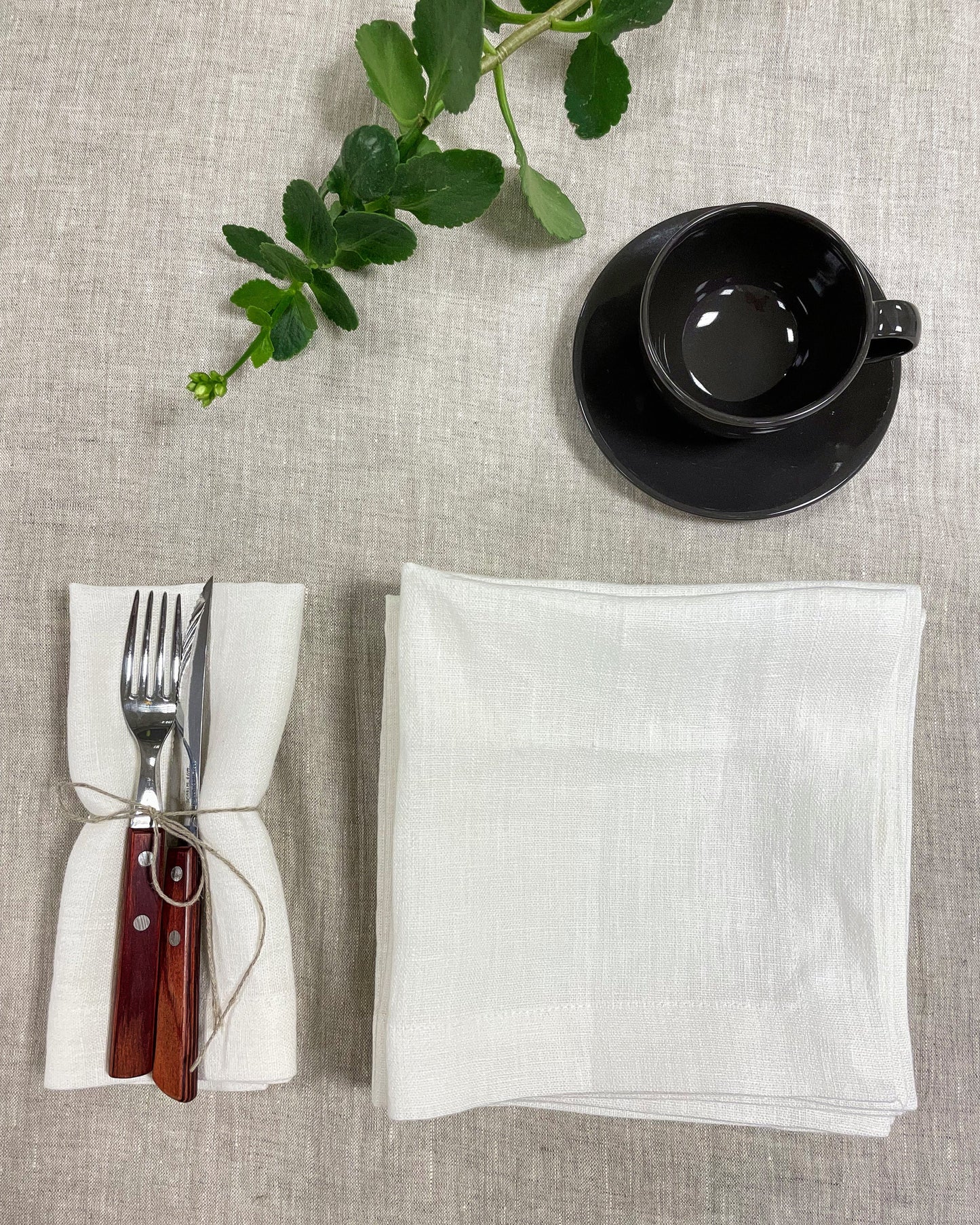 White linen napkins set, 250 gsm