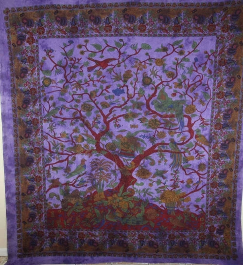 Violet Tree of Life Birds Tapestry