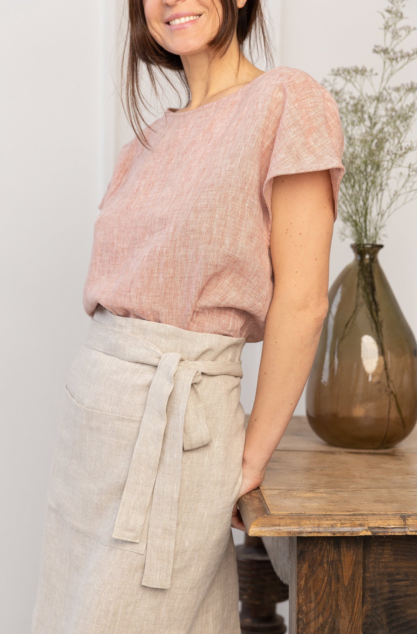 Lemon linen waist apron