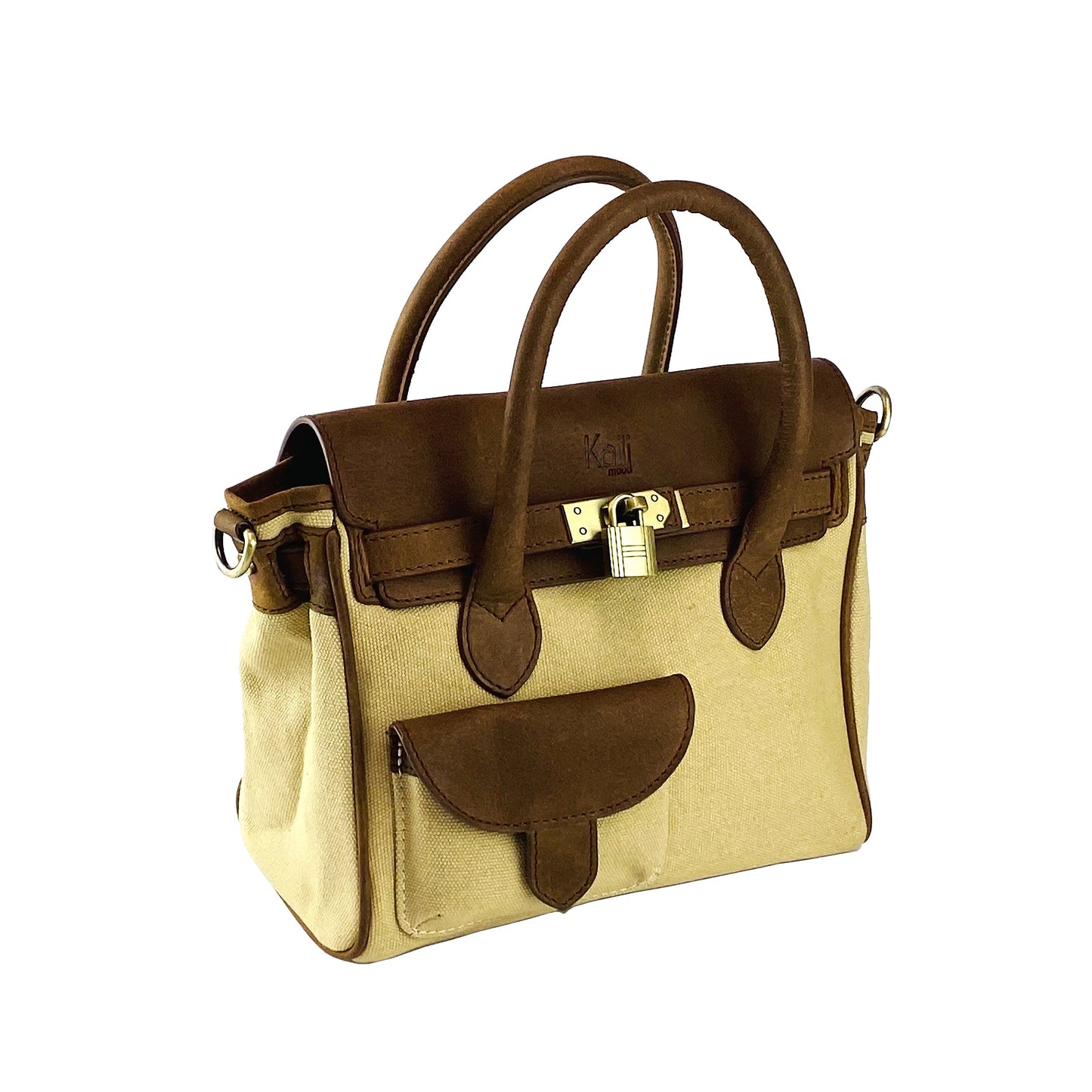 K0042ALCB | Borsa a Mano Mini in Canvas/Vera Pelle Made in Italy.