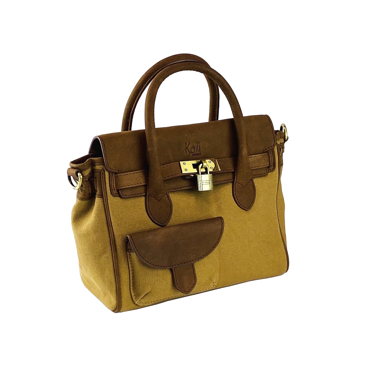 K0042BACB | Borsa a Mano Mini in Canvas/Vera Pelle Made in Italy.
