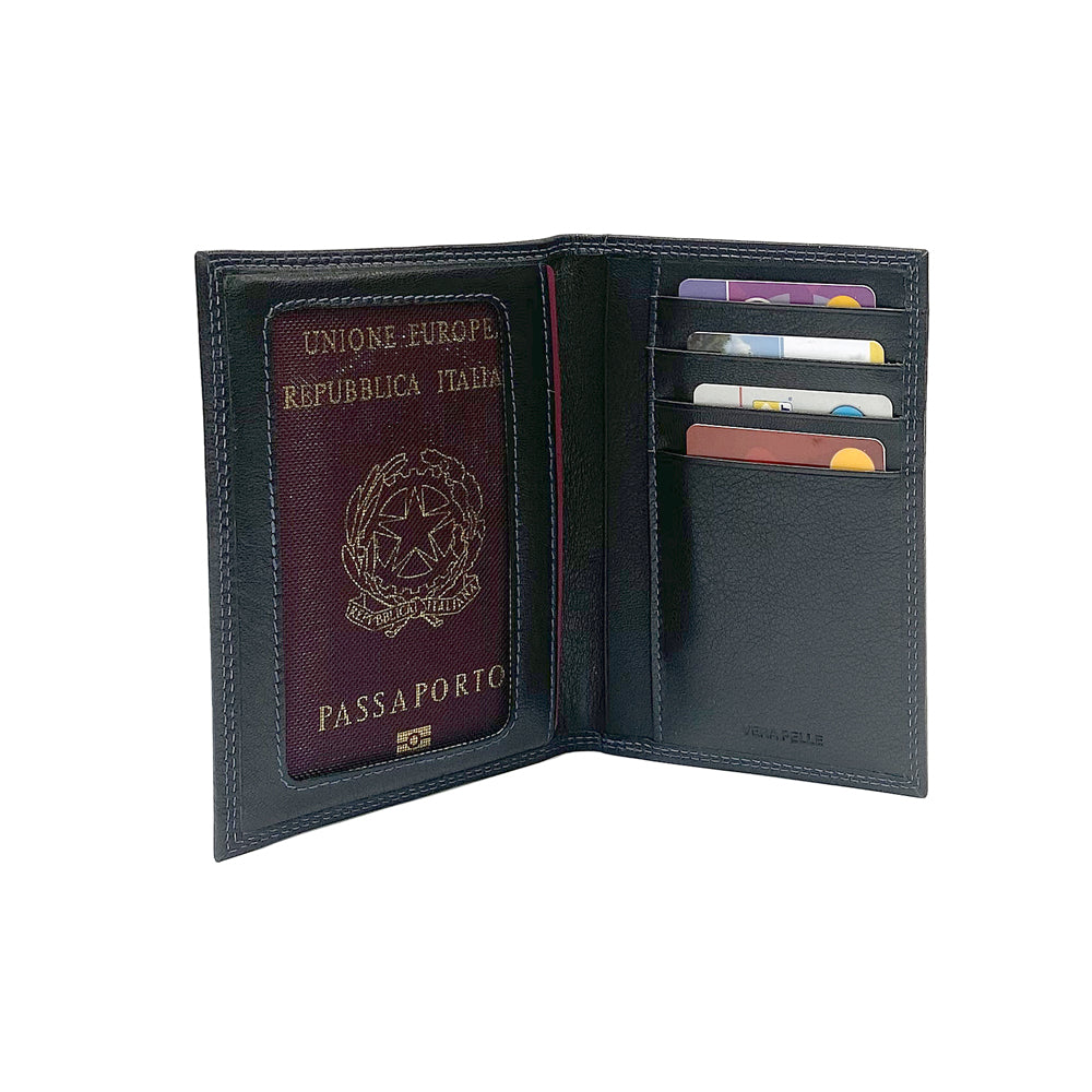 K10122AB | Porta Documenti + Passaporto in Vera Pelle pieno fiore,