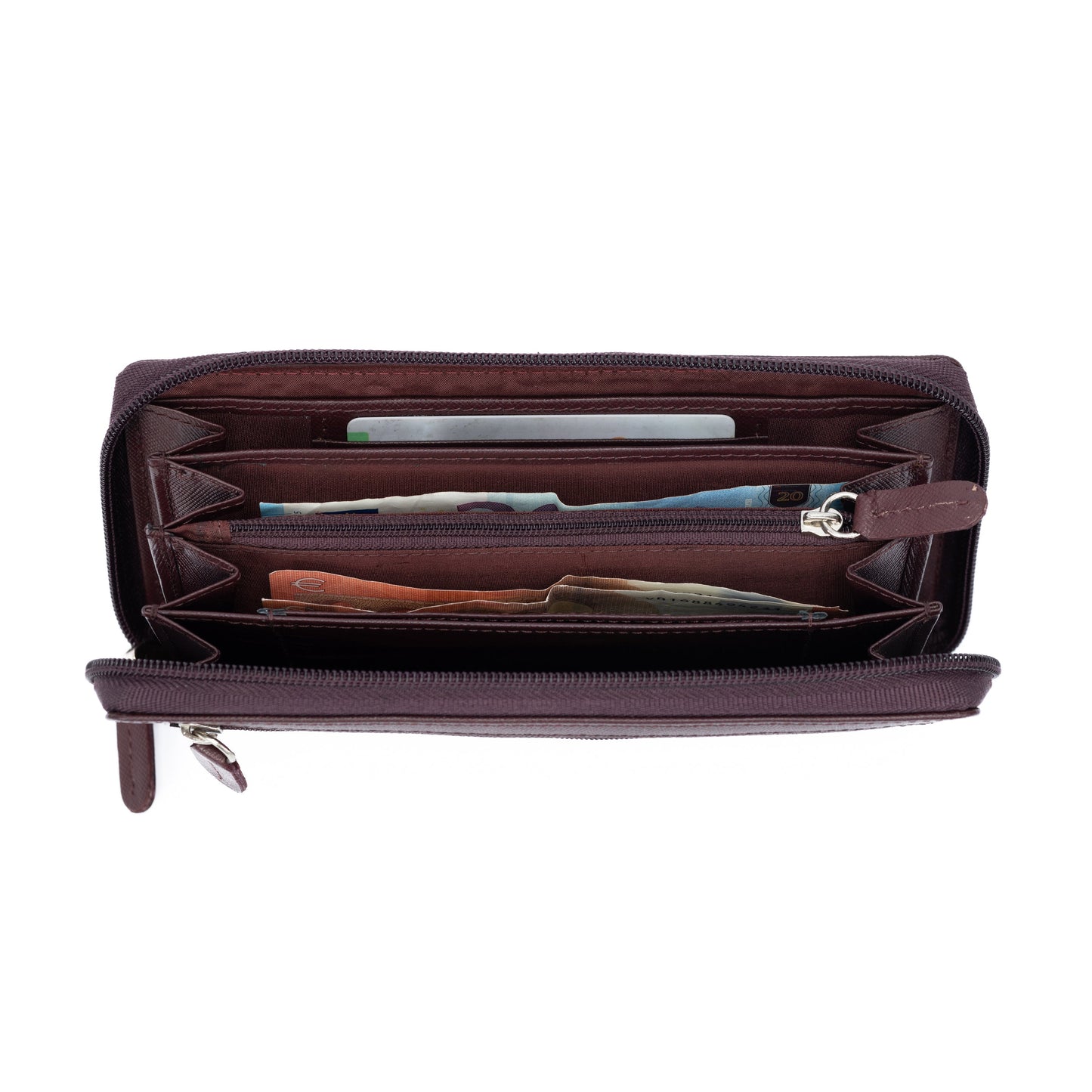 K10838XB | Portafogli Donna in Saffiano Vera Pelle. Colore Bordeaux. 6