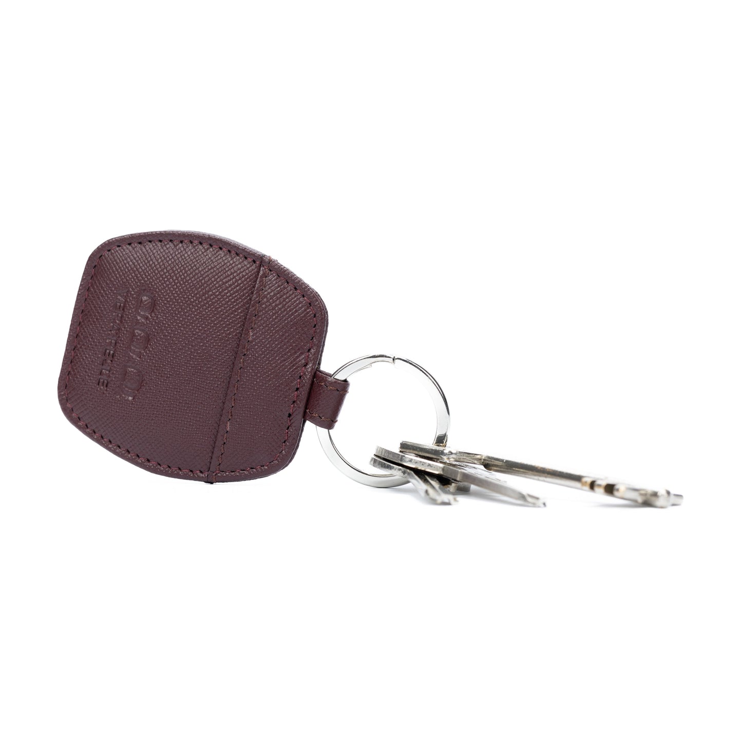 K10854XB | Portachiavi in Saffiano Vera Pelle. Colore Bordeaux. Anello