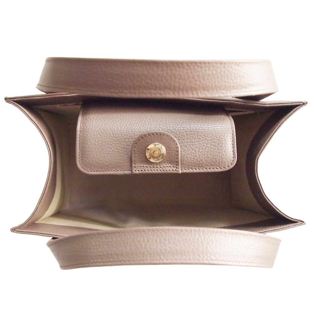 Large Pebbled Calf Leather Tote Taupe