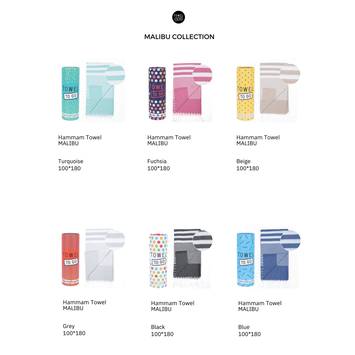 Malibu Hammam Towel with Recycled Gift Box, Black