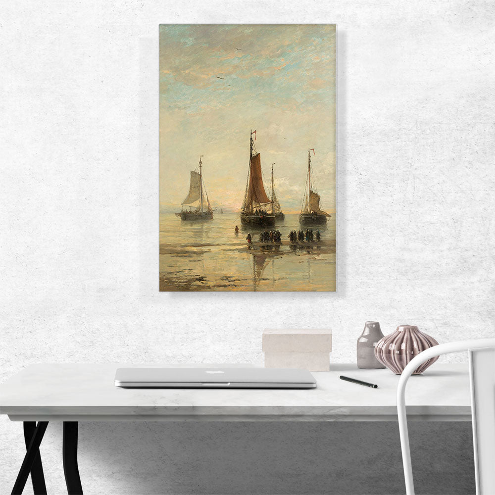 Bluff-Bowed Scheveningen Boat At Anchor 1860