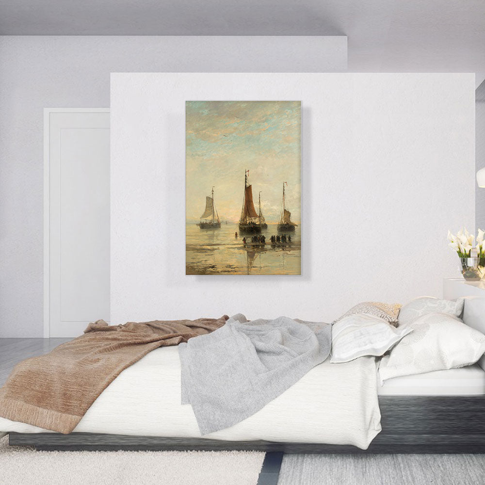 Bluff-Bowed Scheveningen Boat At Anchor 1860