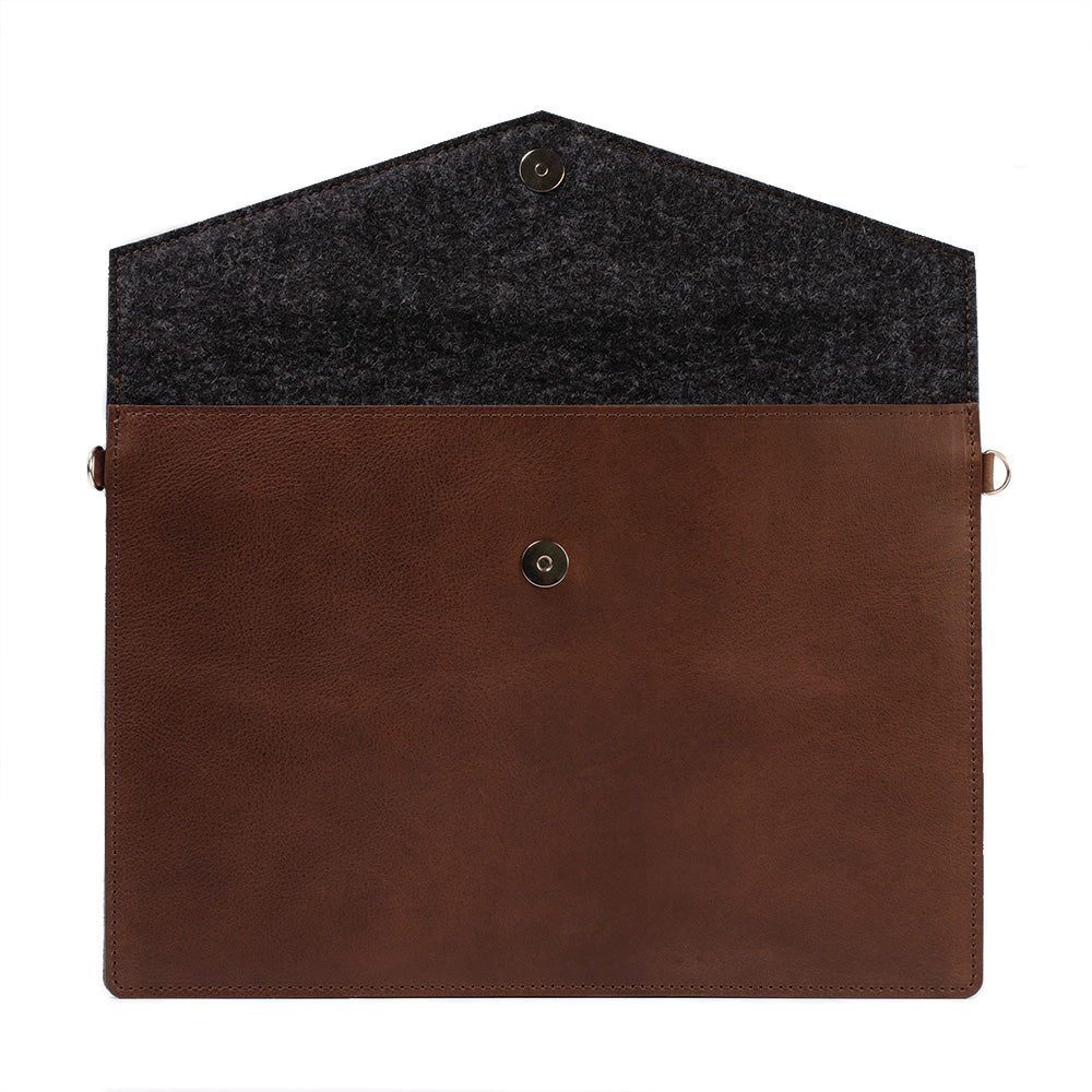 Leather Bag for MacBook with a pocket for iPad