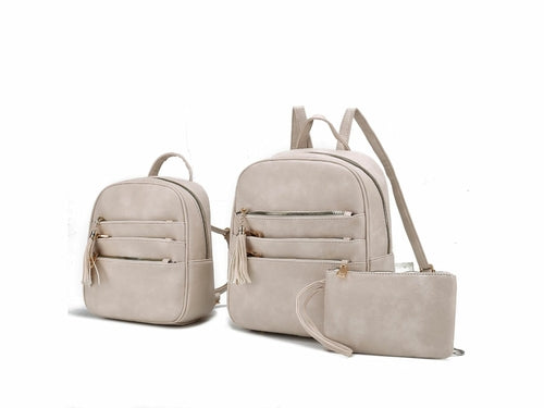 MKF Roxane Backpack with Mini Backpack and Wristlet by Mia K